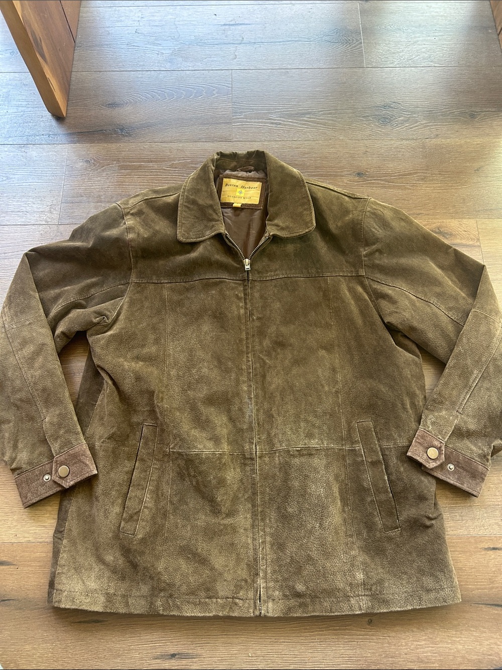 Boston Harbour Brown leather Suede Zip Bomber Jacket !! Large
